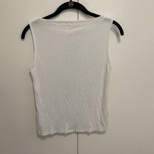 Sleeveless White Ribbed Shell Top Size XS
